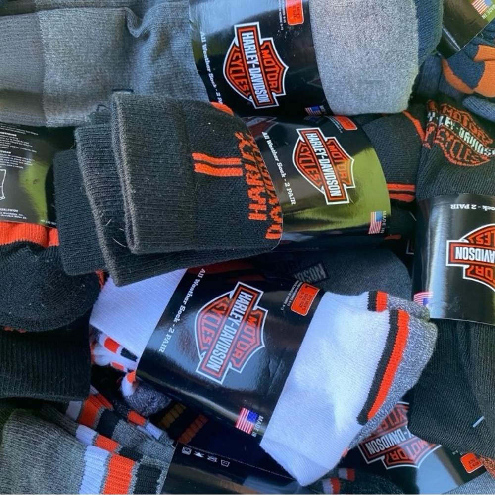 Harley-Davidson Men's Black, Gray, and Orange Athletic Socks